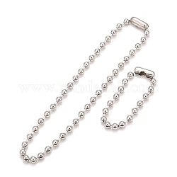 304 set di collana e bracciale con catena a sfera in acciaio inossidabile, set di gioielli con chiusura a catena a sfera per donna, colore acciaio inossidabile, 8-7/8 pollice (22.4~52.3 cm), perline: 8 mm