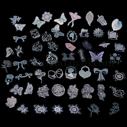 CRASPIRE PET Waterproof Laser Stickers Sets, Bowknot Floral Animal Moon Butterfly Bottle Adhesive Decals for DIY Scrapbooking, Photo Album Decoration, Mixed Patterns, 15.5~77x21~75x0.1mm, about 400pcs/set