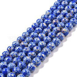 Hilos sintético de cuentas de jaspe imperial, teñido, redondo, azul, 8mm, agujero: 1.2~1.4 mm, aproximamente 48 pcs / cadena, 14.96'' (38 cm)