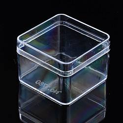 ポリスチレンプラスチックビーズ貯蔵容器  正方形  透明  7x7x5cm