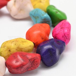 Pepitas de filamentos sintético bolas de color turquesa, teñido, color mezclado, 16~19x12~15mm, agujero: 1 mm, aproximamente 402 unidades / 1000 g