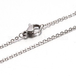 304 Edelstahl Kabelkette Halsketten, mit Karabinerverschluss, Edelstahl Farbe, 17.7 Zoll (45 cm), Sprungring: 4x0.5 mm