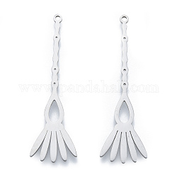 201 Stainless Steel Pendants, Broom Charm, Stainless Steel Color, 49x14.5x1mm, Hole: 1.5mm
