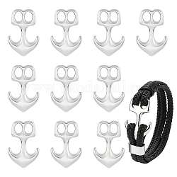 Unicraftale 10Pcs 304 Stainless Steel Hook Clasps, For Leather Cord Bracelets Making, Anchor, Stainless Steel Color, 35.5x21x6mm, Hole: 7x5mm