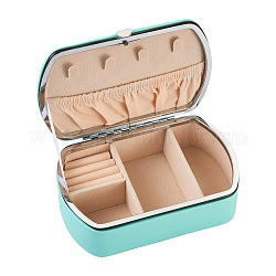 Коробка для хранения ювелирных изделий из искусственной кожи, с бархатной подкладкой, колонка, голубой, 3-3/4x5-3/4x2 дюйм (9.5x14.6x5 см)