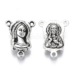 Alloy Virgin Links for Catholic Rosary Bead Necklace Making, Cadmium Free & Lead Free, Antique Silver, about 20mm long, 15mm wide, 6mm thick, hole: 1mm