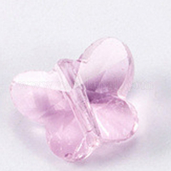 Transparente Glasperlen, facettierten Schmetterling, rosa, 3/8 Zoll (10 mm)