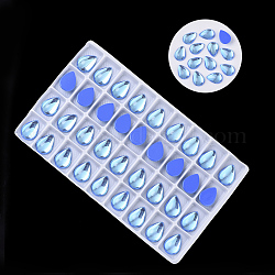 Cabujones de cristal transparente k9, espalda plana, lágrima, azul real, 14x10x5mm, aproximamente 36 unidades / bolsa