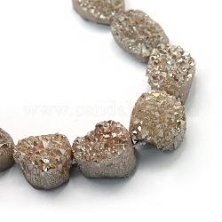 Déposer des brins de perles de cristal de quartz druzy naturels et teints, pépites, arc-en-ciel plaqué, 13~29x10~23x10~20mm, Trou: 2mm, Environ 15~27 pcs/chapelet, 15.7 pouce
