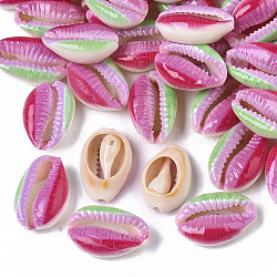 Perle di conchiglia naturale stampate, Senza Buco / undrilled, stile arcobaleno, colorato, 18~21x12~15x7mm