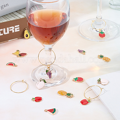 Wholesale SUNNYCLUE 1 Box 20 Sets Fruit Wine Glass Charms Drink