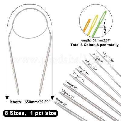 Wholesale Steel Wire Stainless Steel Circular Knitting Needles and Random  Color Plastic Tapestry Needles 