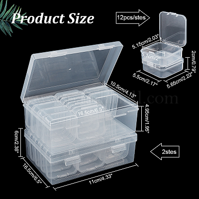 Wholesale Rectangle PP Plastic Bead Organizer Storage Box with 12Pcs Small  Plastic Hinged Lid Beads Containers 