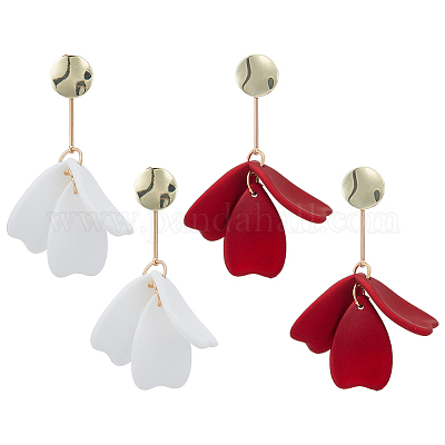 Boucles D'oreilles Longues à Clips Avec Fleurs Et Perles - Bleu - Artisan
