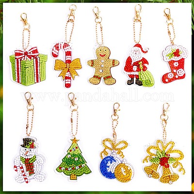 Wholesale Christmas Theme DIY Diamond Painting Keychain Kit 