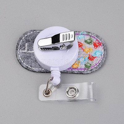 Cloth Retractable Badge Reel, Card Holders, with Stainless Steel Snap Buttons, ABS ID Badge Holder Retractable for Nurses