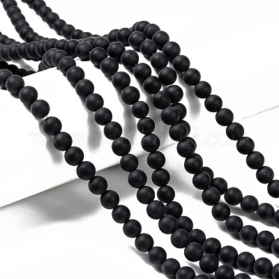 Collana Con Ciondolo A Goccia In Onice Nero Naturale &ndash; Perline Rotonde 8/10mm, Lunghezza 18 Pollici