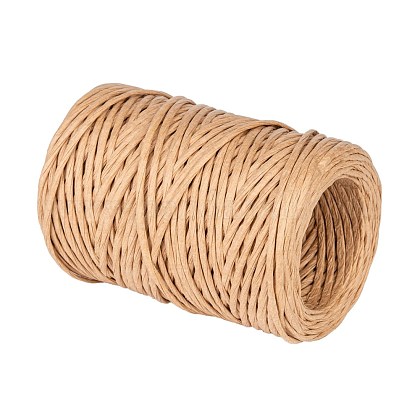 手作りの鉄ワイヤーペーパーラタン  織物紙籐  バリーウッド  2mm  約54.68ヤード（50m）/ロール OCOR-WH0017-02-1