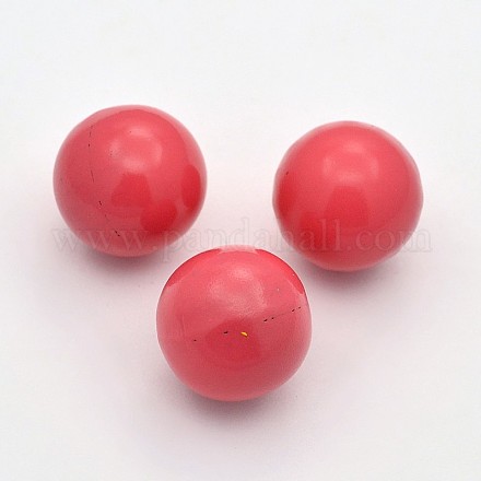 No Hole Spray Painted Brass Round Ball Chime Beads KKB-J003-24-1