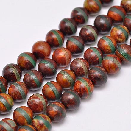 Brins de perles dzi motif rayé de style tibétain G-P229-B-07-10mm-1