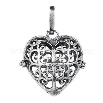 Laiton pendentifs coeur creux de la cage KK-E662-21AS-NR-1