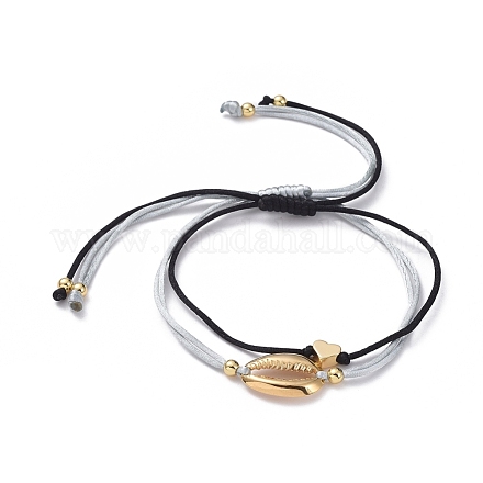 Set di braccialetti di perline intrecciati con filo di nylon regolabile BJEW-JB05039-01-1