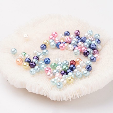 Dyed Glass Pearl Round Beads X-HY-A002-4mm-M-1