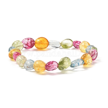Bracelet extensible de perles de forme libre de quartz naturel pour fille femmes BJEW-JB07064-01-1