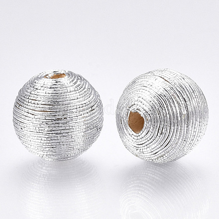 Perles de bois recouvertes de fil de cordon polyester X-WOVE-S117-12mm-06-1