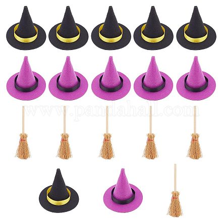 Craspire 12 pz 2 colori cappelli da strega in poliestere AJEW-CP0005-50-1