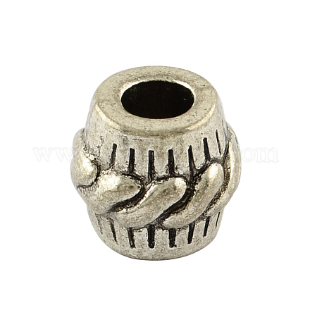Tibetan Style Alloy Barrel Large Hole European Beads TIBEB-5412-AS-FF-1
