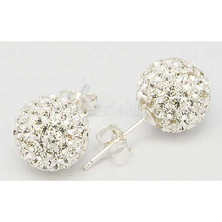 Sterling Silver Austrian Crystal Rhinestone Ball Stud Earrings for Girl X-Q286H011-1