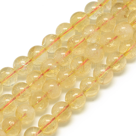 Natural Citrine Beads Strands X-G-S150-09-6mm-1