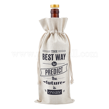CREATCABIN Cotton Wine Gift Bag The Best Way To Predict The Future Is Create Wine Bags with Drawstring for Friend Client Teacher Housewarming Wedding Party Anniversary Christmas 5.91 x 13.39 Inch ABAG-WH0005-72D-1