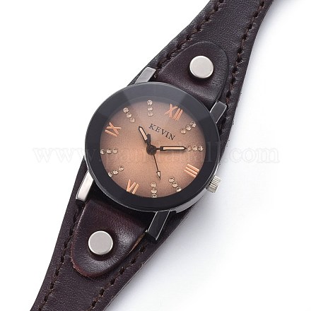 腕時計  クォーツ時計  アロイウォッチヘッドとPUレザーストラップ  ブラック  9インチ（22.9cm）  14x3mm  ウォッチヘッド：32x34x13mm WACH-I017-14A-1