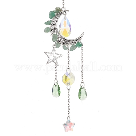 Moon & Star Alloy Hanging Ornaments HJEW-TA00096-02-1