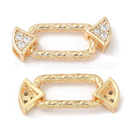 Brass Micro Pave Clear Cubic Zirconia Connector Charms KK-C028-38G-1
