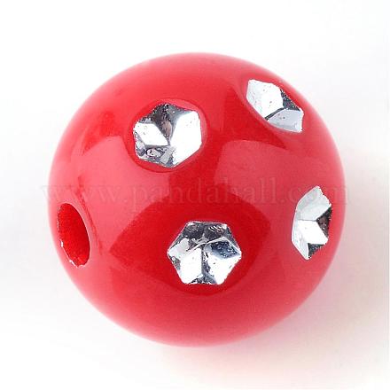 Plating Acrylic Beads PACR-S454-8mm-01-1