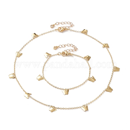 Schmetterling Messing Charms Halsketten und Armbänder Schmucksets SJEW-JS01150-1