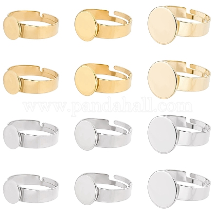 24 Componenti Per Anelli In Acciaio Inox 304 - Base Regolabile, Tondo Piatto, Per Fai Da Te - Foto 13