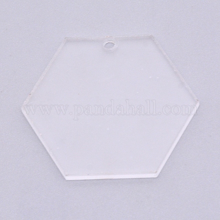 透明アクリルの大きなペンダント  六角  透明  87.5x101x3mm  穴：3mm TACR-WH0001-36B-1