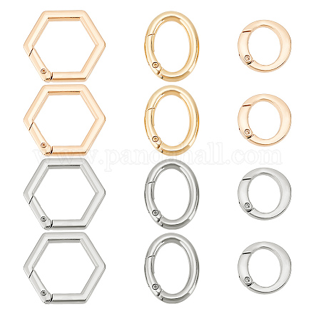 Wadorn 12pcs 6 estilos de anillos de puerta de resorte de aleación FIND-WR0008-96-1