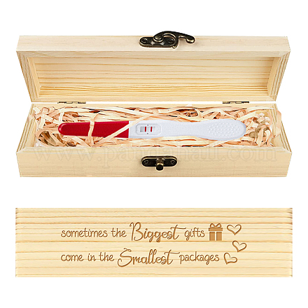 Rectangle Wooden Pregnancy Test Keepsake Box with Lock CON-WH0103-002-1