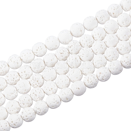 Brins de perles de pierre de lave synthétique G-S247-6mm-08-1-1
