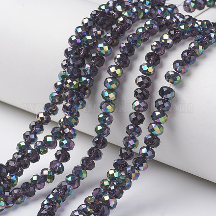 Electroplate Transparent Glass Beads Strands EGLA-A034-T4mm-Q09-1
