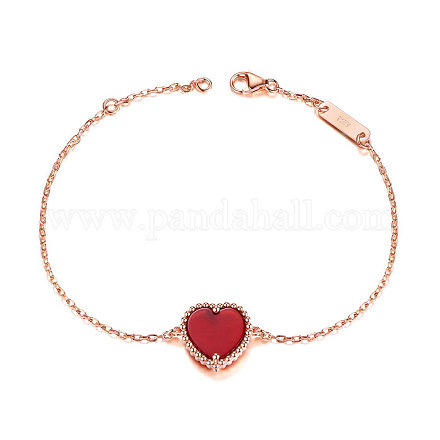 Bracelet à maillons shegrace 925 en argent sterling avec pendentif coeur rouge JB425B-1