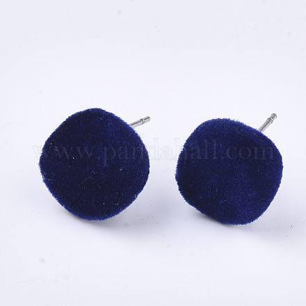Reperti di orecchini a bottone in ferro flocky X-IFIN-S704-34A-1