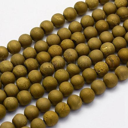 Chapelets de perles en agate druzy naturelle électrolytique G-G708-8mm-06-1