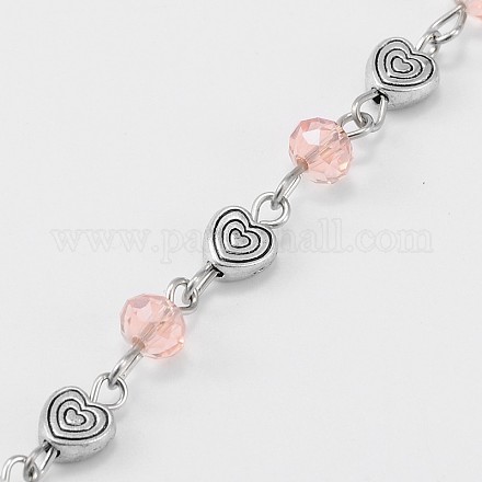 Chaînes de perles en rondelles en verre manuelles pour fabrication de colliers et bracelets AJEW-JB00078-04-1