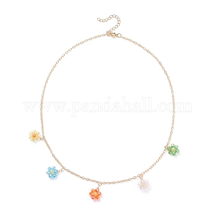 Halskette mit Blumenanhänger NJEW-TA00020-1